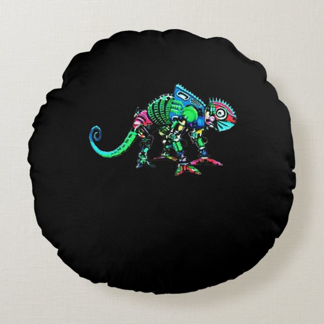 Iguana robot rund kudde (Framsidan)