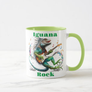 Iguana Rockstar i en Colorful Music Burst Mugg