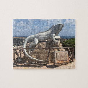 Iguana Sculpture Isla Mujeres,Mexiko Jigszle Puzzl Pussel