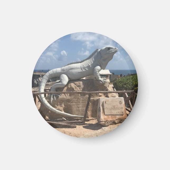 Iguana Sculpture Isla Mujeres, Mexiko Magnet (Framsidan)