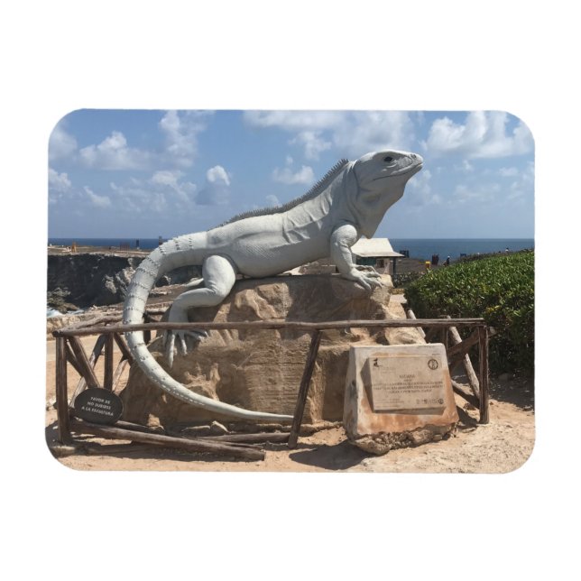 Iguana Sculpture Isla Mujeres, Mexiko Photo Magnet (Horisontell)