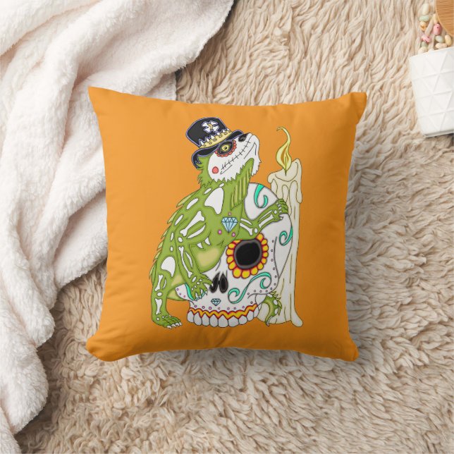 Iguana Sugar Skull Kudde (Filt)