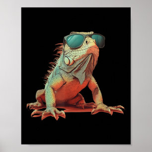 Iguana Sungles Costume for funny Reptile Älskare Poster