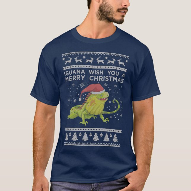 Iguana Ugly jul Sweater Julafton Lizard T Shirt (Framsida)