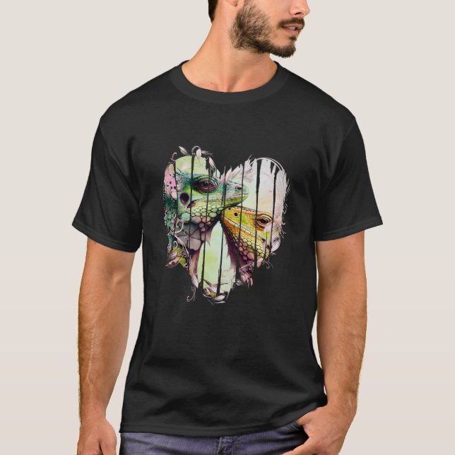 Iguana Valentine's Day Couples Cute Lizard Reptile T Shirt (Framsida)