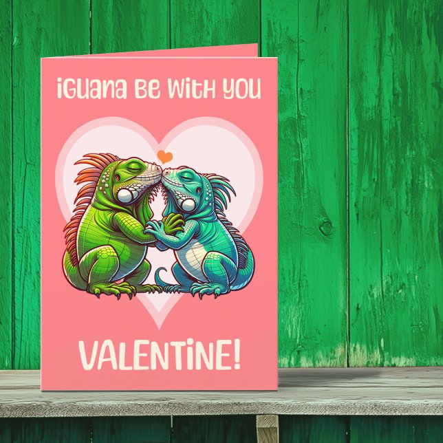 Iguana var med dig Cute Funny Valentine Helgkort (Skapare uppladdad)