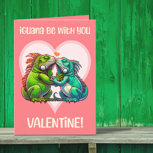 Iguana Var Med Dig Söt Rolig Alla Hjärtans Dag Helgkort