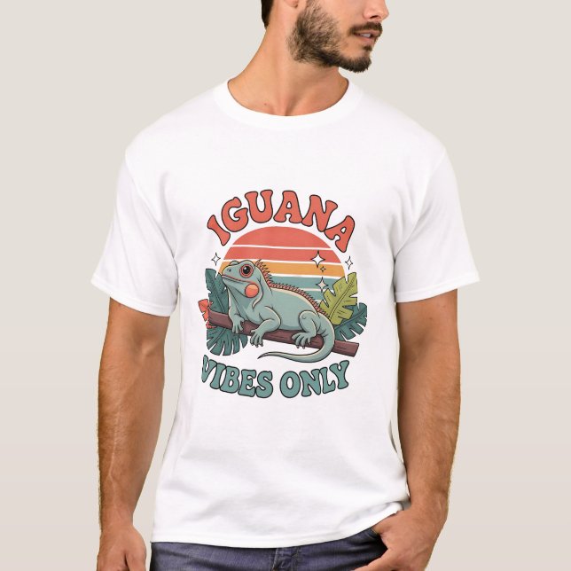 Iguana Vibes Only Cute Retro Iguana Reptile Lover  T Shirt (Framsida)
