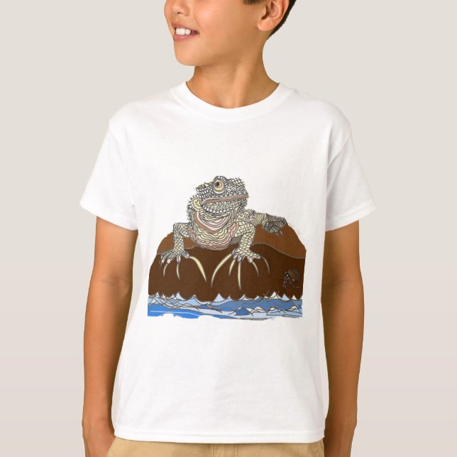 iguana vid Sten med Hermit Crab T Shirt (Framsida)