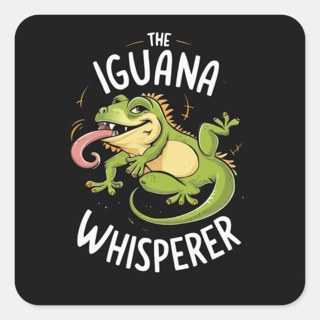 IGUANA WHISPERER FYRKANTIGT KLISTERMÄRKE (Framsida)