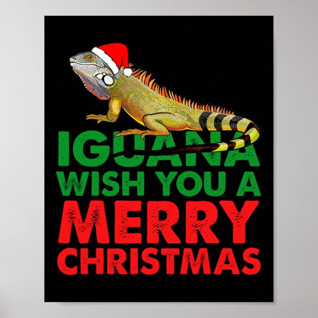 Iguana Wish You A Merry Christmas Funny Iguana  Poster (Framsidan)