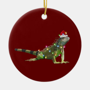 Iguanas med Hat Scaft-jul Julgransprydnad Keramik