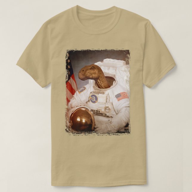 Iguanodon Astronaut Space Kostym Måne Rocket Scien T Shirt (Design framsida)