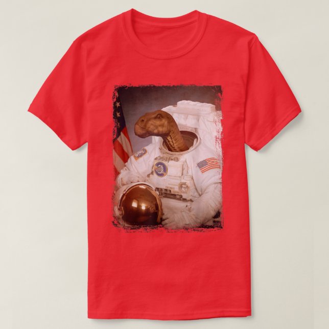 Iguanodon Astronaut Space Kostym Måne Rocket Scien T Shirt (Design framsida)