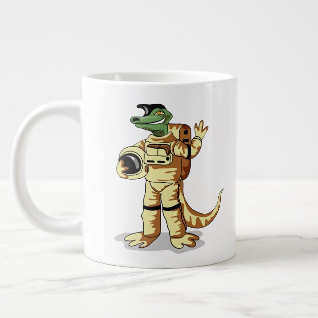 Iguanodon tryckt i en kosmonaut-spacesuit. jumbo mugg (Vänster)