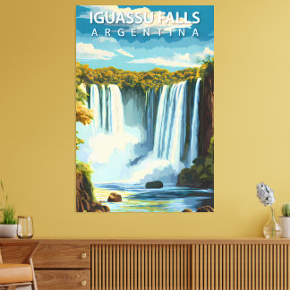 Iguassu Falls, Argentina – Vintage Reseskylt A Canvastryck