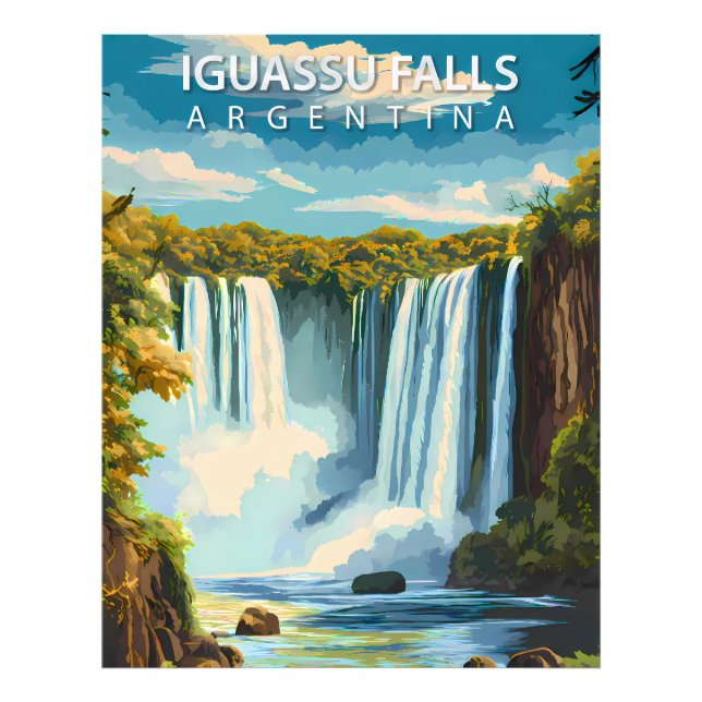 Iguassu Falls, Argentina – Vintage Reseskylt A Fototryck (Framsidan)