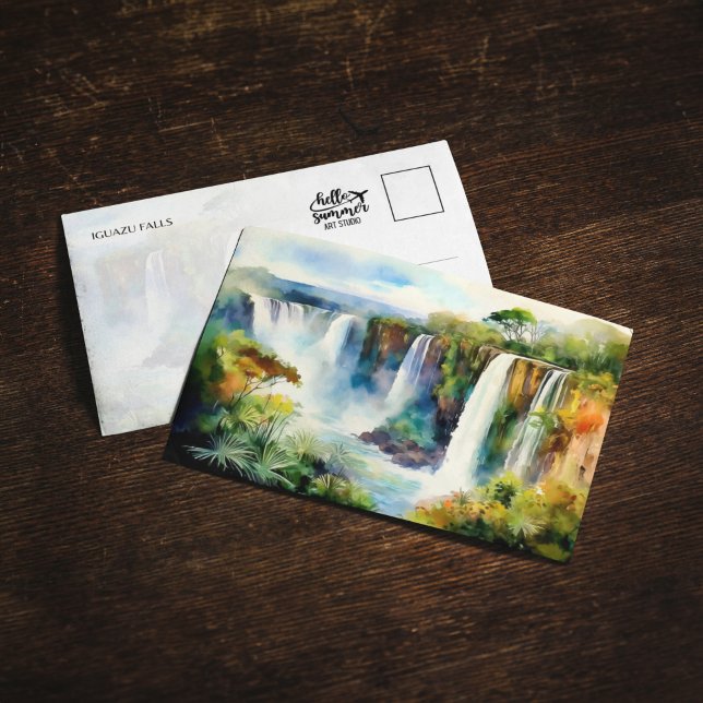 Iguazu Falls Argentina Brasilien Watercolor Postca Inbjudningar (Skapare uppladdad)