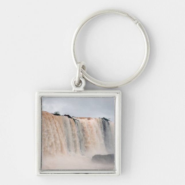 Iguazu Falls Brasilien / Argentina Fyrkantig Silverfärgad Nyckelring (Framsidan)