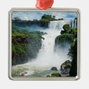 Iguazu Falls Omgiven Av Djungel Julgransprydnad Metall