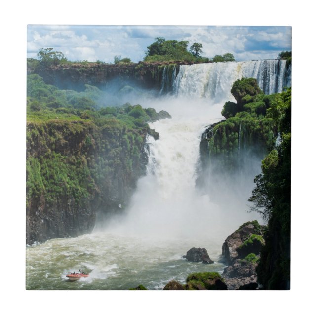 Iguazu Falls Omgiven Av Djungel Kakelplatta (Framsidan)