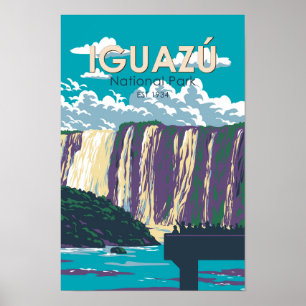 Iguazu nationalpark Argentina Resa Konst Vintage Poster