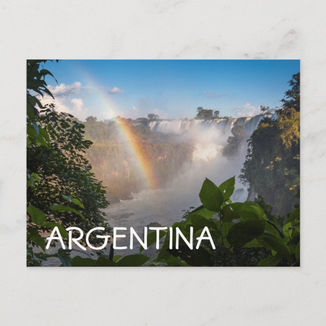Iguazú vattenfall med regnbågen, Argentina Vykort (Framsida)