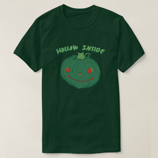 Ihålig insida - Punny Grönt Jack-o-Lantern Pumpkin T Shirt (Design framsida)