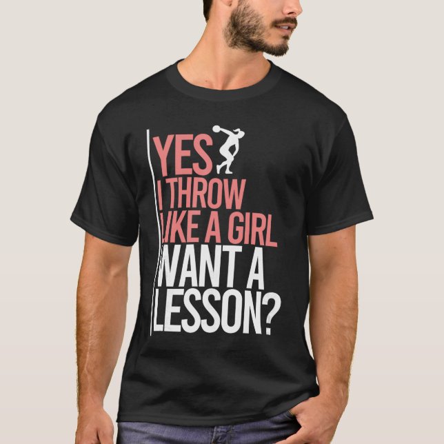 Ihrow Like A Girl Discushrowingrack and Field Disc T Shirt (Framsida)