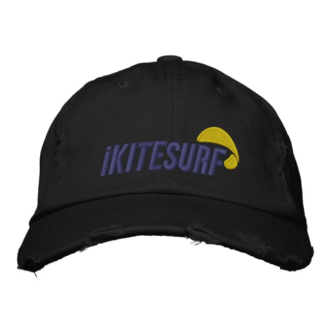 iK Black Distress Hat Broderad Keps (Framsida)