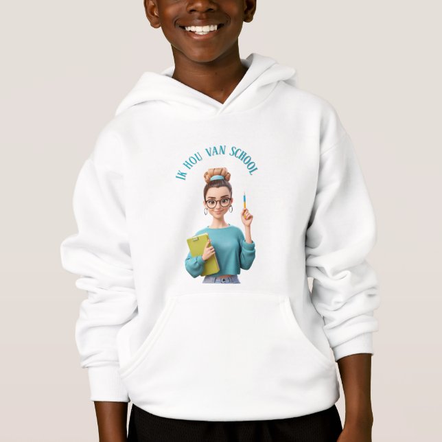 Ik Hou Van School – Vrolijke  Cartoon T Shirt (Framsida)