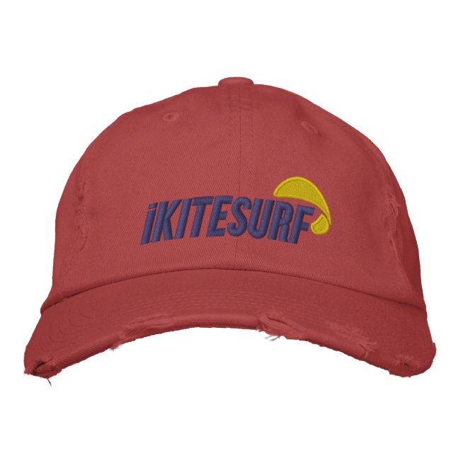 iK Red Distress Cap Broderad Keps (Framsida)