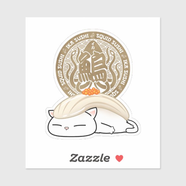 Ika Squid Sushi Cat Klistermärken (Ark)