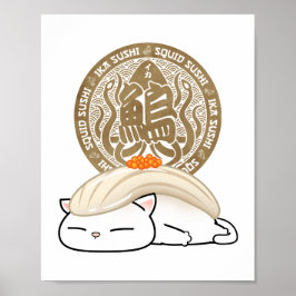 Ika Squid Sushi Cat Poster