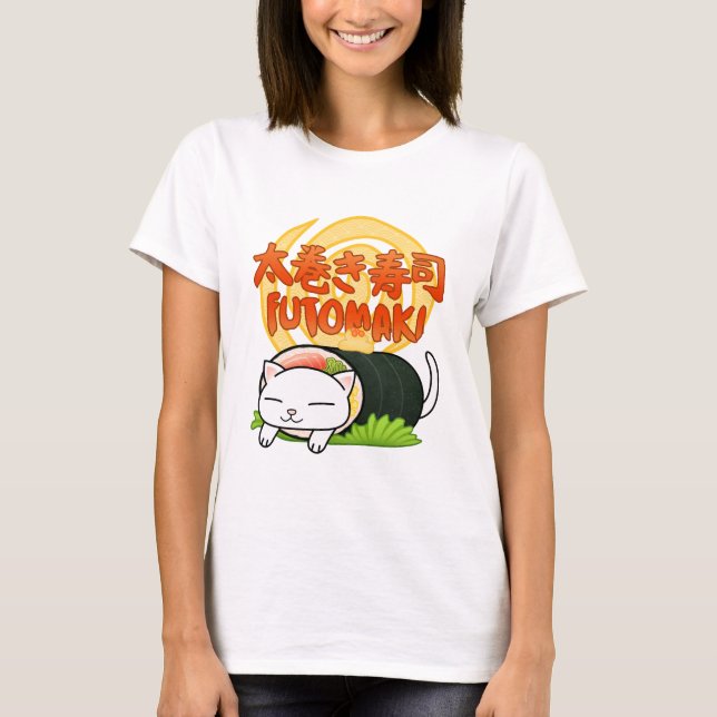 Ika Squid Sushi Cat T Shirt (Framsida)
