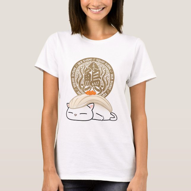Ika Squid Sushi Cat T Shirt (Framsida)