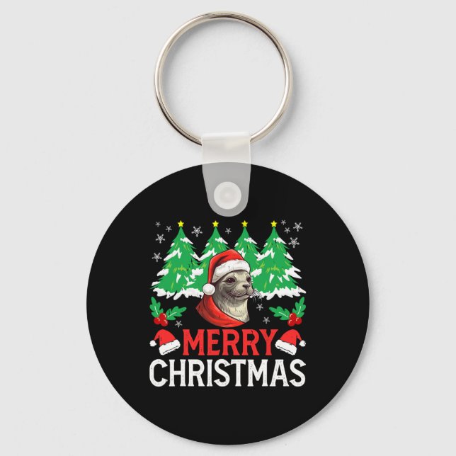 Ikal Seal Jul Pyjamas Kostym För Xmas Holida Nyckelring (Framsida)