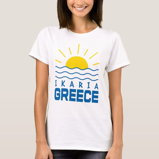 Ikaria Greece Sunshine and Sea Vågar Women's T Shirt (Framsida)