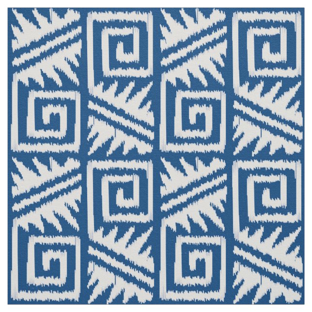 Ikat Aztec - Denimblått och vit Tyg (Provkarta)