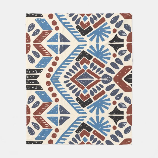 Ikat Aztec: Etniskt geometriskt ornament. Fleecefilt (Framsidan)