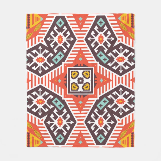 Ikat Aztec: Etniskt stripe Struktur Fleecefilt (Framsidan)