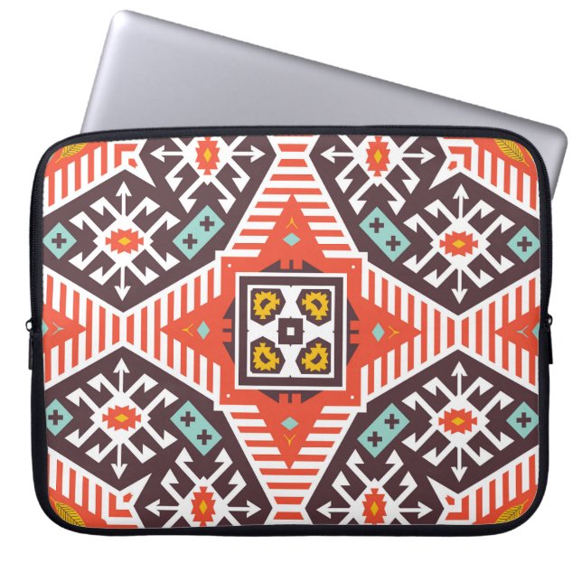 Ikat Aztec: Etniskt stripe Struktur Laptop Fodral (Framsidan)