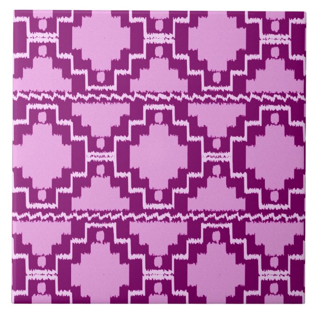 Ikat Aztec Mönster - Amethyst Lila and Violet Kakelplatta (Framsidan)