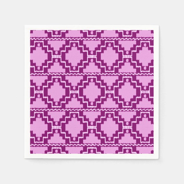 Ikat Aztec Mönster - Amethyst Lila and Violet Pappersservett (Framsidan)