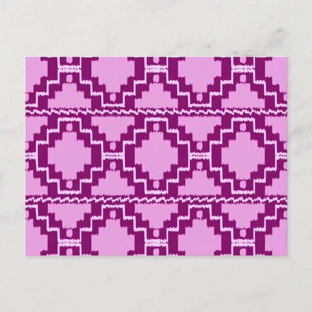 Ikat Aztec Mönster - Amethyst Lila and Violet Vykort (Framsida)