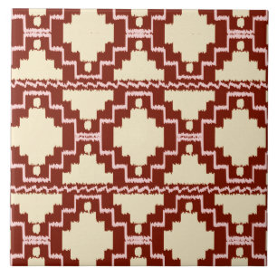 Ikat Aztec mönster - beige, Burgundy och rosa Kakelplatta