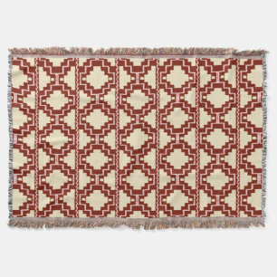 Ikat Aztec Mönster - Beige, Burgundy och Rosa Mysfilt