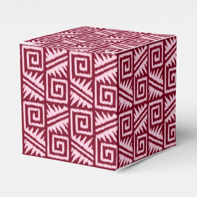 Ikat Aztec-mönster - Burgunder och Rosa Presentaskar (Framsidan Sidan)