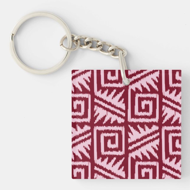 Ikat Aztec Mönster - Burgundy och Rosa (Framsidan)