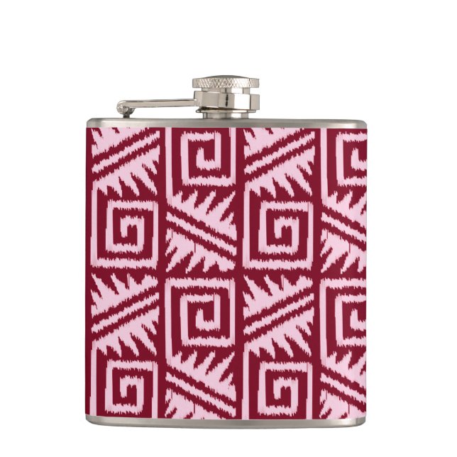 Ikat Aztec Mönster - Burgundy och Rosa Fickplunta (Framsidan)
